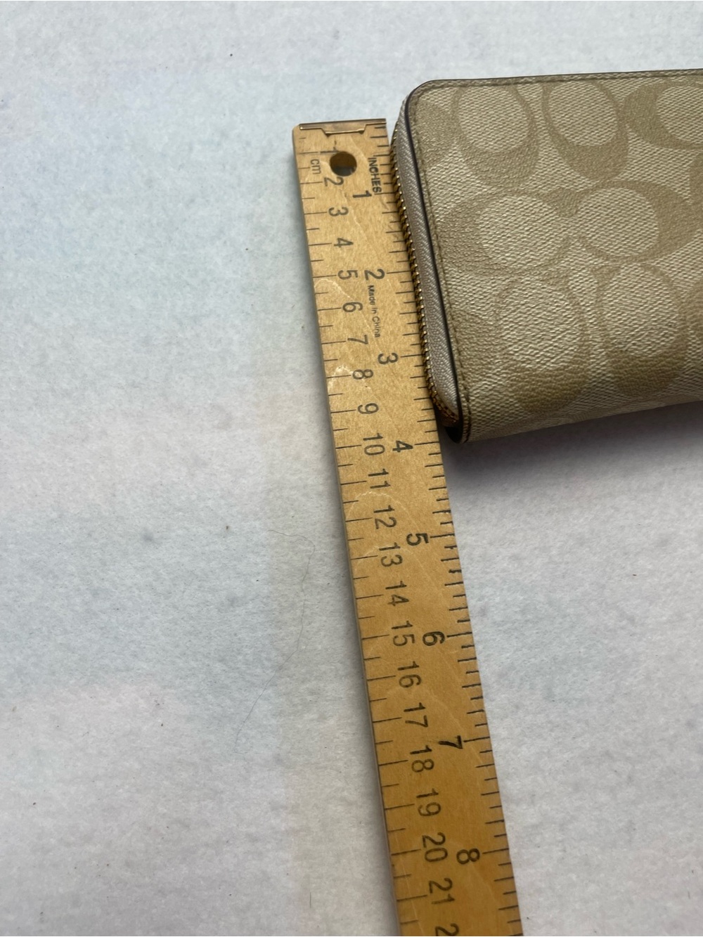 Coach Signature Zip-Around Wallet in Beige and Light Brown with Gold Hardware - Picture 6 of 6